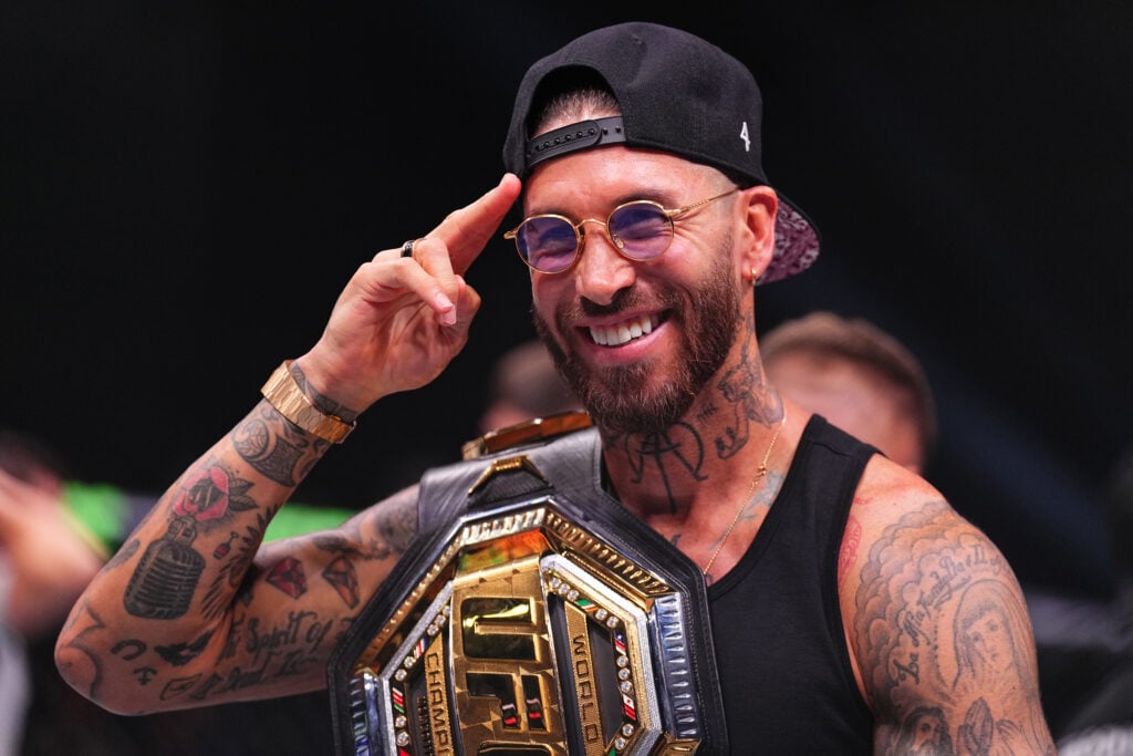 Sergio Ramos seen going crazy in cageside footage as Ilia Topuria KOs Max Holloway at UFC 308